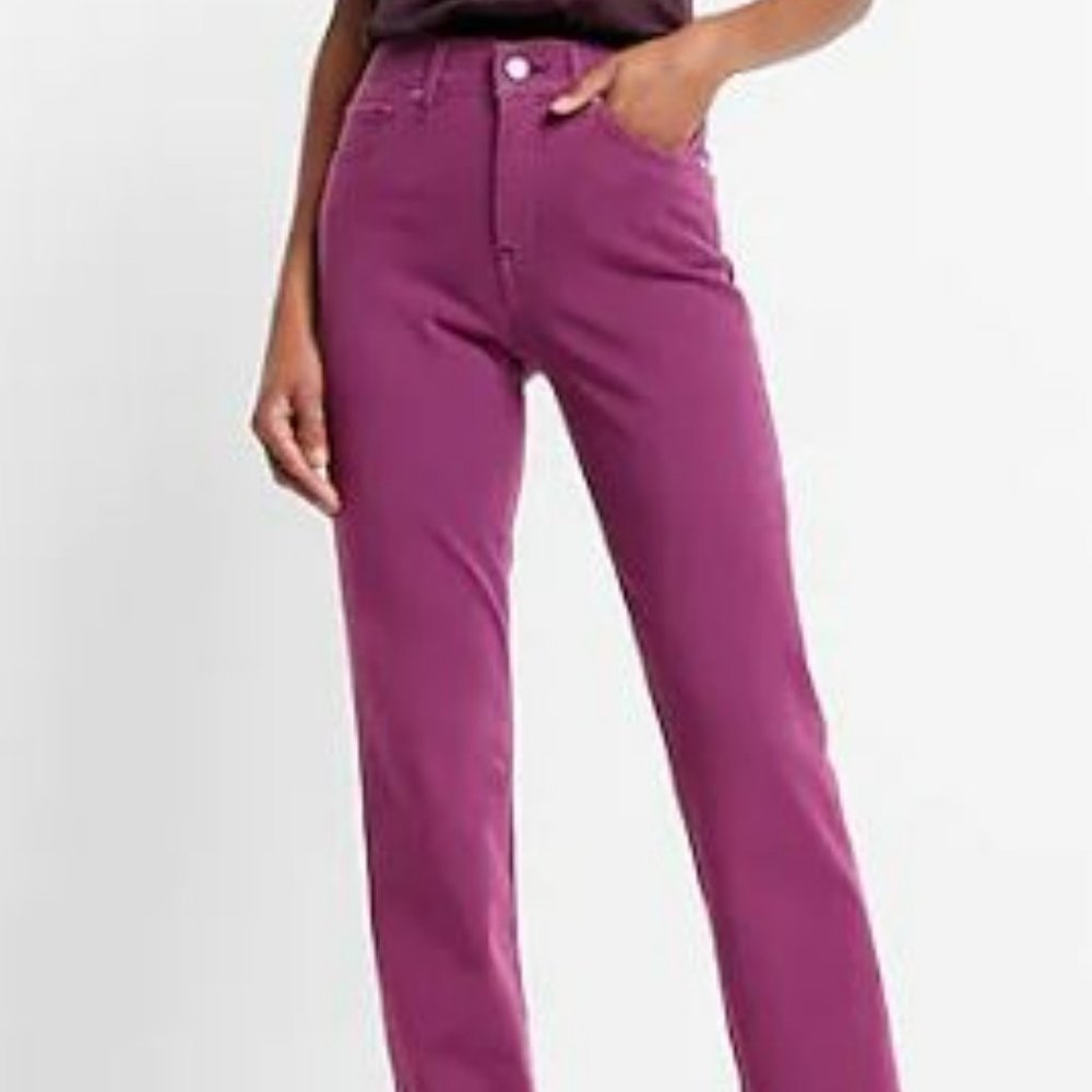 Express High Waisted Fuchsia Straight Jeans